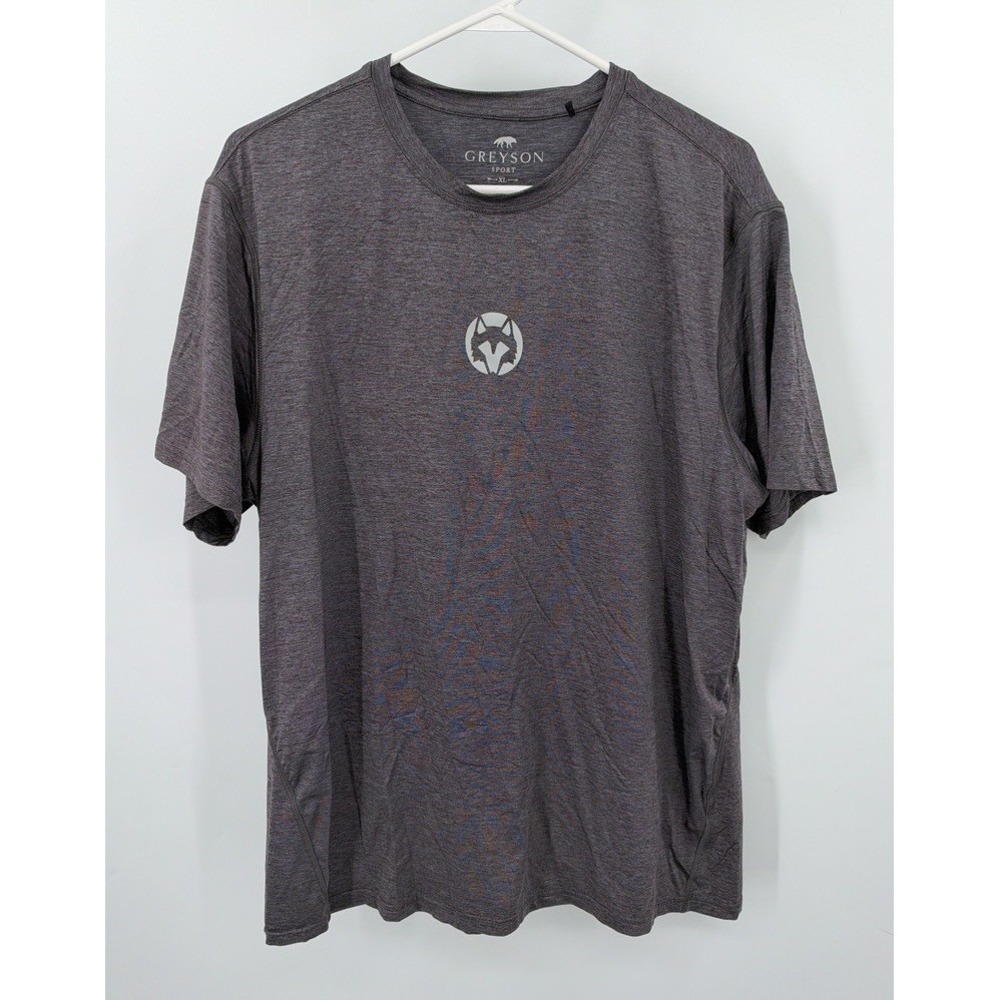 Greyson Sport Mens XL Gray Heather brrr Cooling Performance Wolf Logo T-Shirt